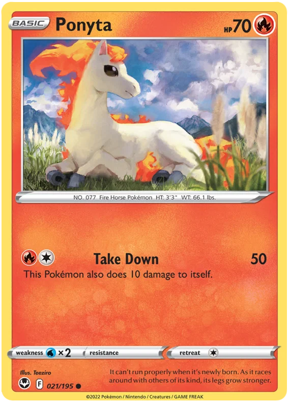 Pokémon Ponyta common kaart #021 uit de Silver Tempest set