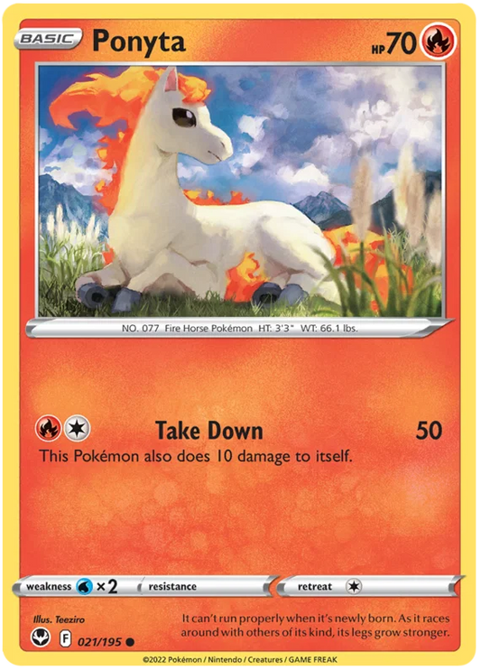 Pokémon Ponyta common kaart #021 uit de Silver Tempest set