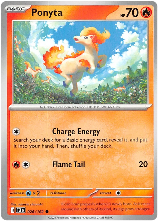 Pokémon Ponyta #026 common uit de Temporal Forces set