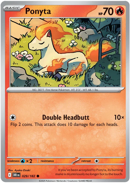 Ponyta common kaart nummer 029 uit de Pokémon Destined Rivals set