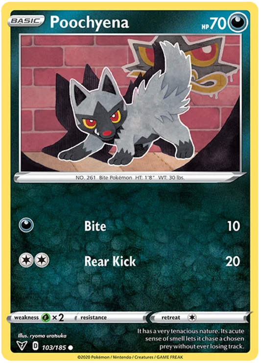Poochyena common kaart 103/185 uit Pokémon Vivid Voltage set
