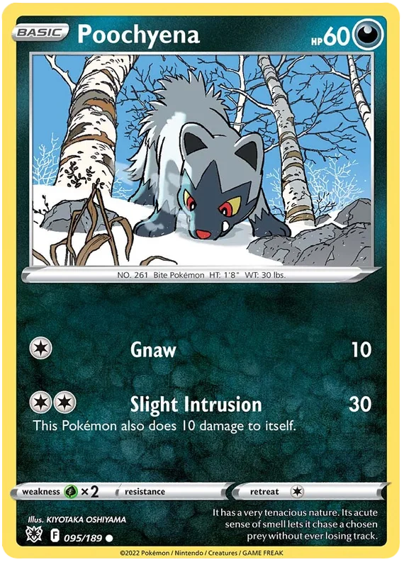 Poochyena common kaart #095/189 uit de Pokémon Astral Radiance set