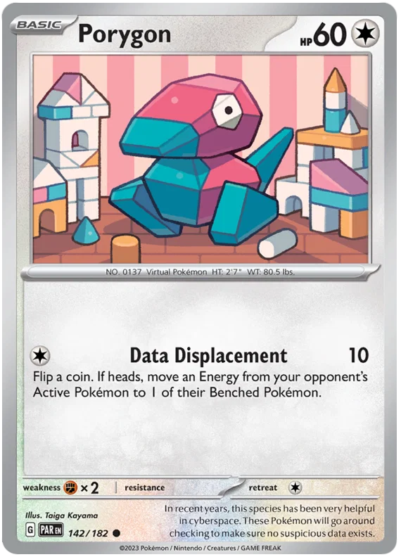 Pokemon Porygon #142 common kaart uit de Paradox Rift set