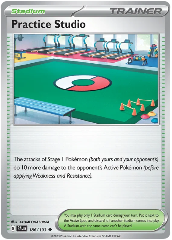 Practice Studio stadionkaart #186 uit de Pokémon Paldea Evolved set, common rarity