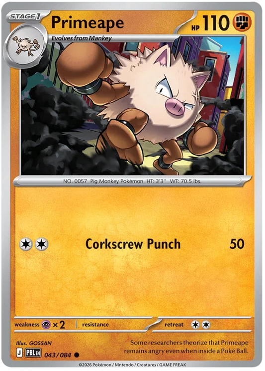 Pokémon Primeape #043 common kaart uit de Pitch Black set