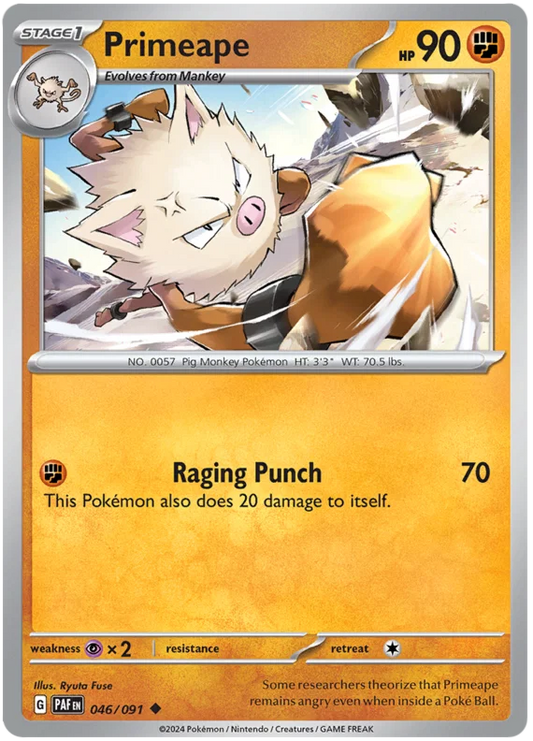 Pokémon Primeape #046 common kaart uit de Paldean Fates set