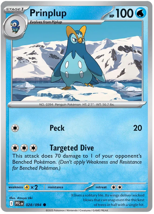 Prinplup common kaart #028 uit de Pokémon set Phantasmal Flames