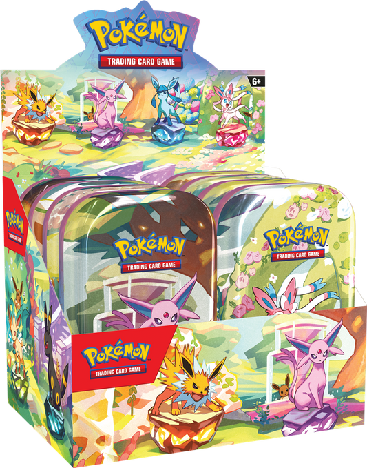 Eevee Prismatic Evolutions Mini Tin met Eevee-munt en booster packs