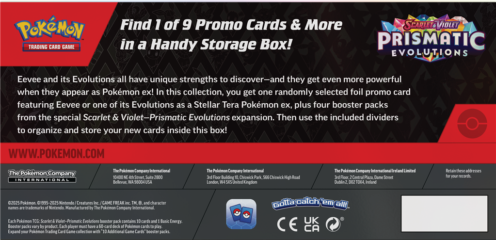 Pokémon Prismatic Evolutions Surprise Box met promokaart en booster packs