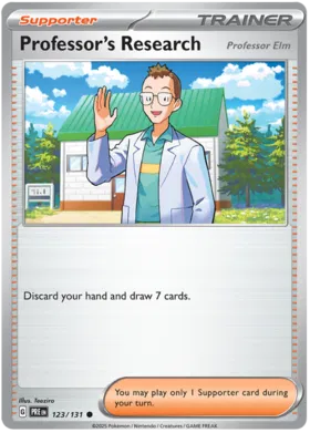 Pokémon kaart Professor's Research 123 uit de set Prismatic Evolutions