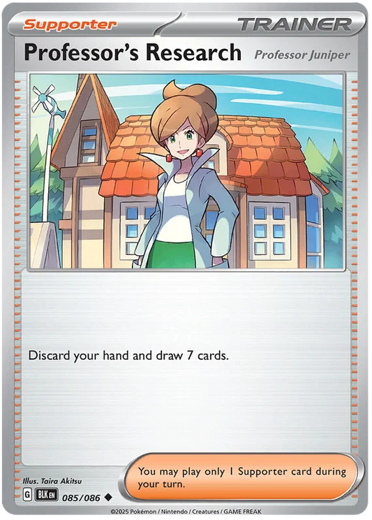Pokémon Professor's Research trainerkaart uit de Black Bolt set, common #085
