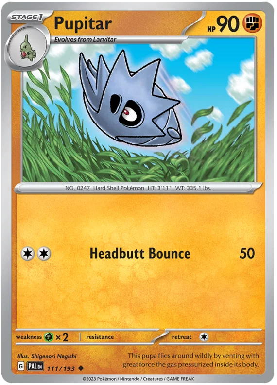 Pupitar #111 common Pokémon kaart uit de Paldea Evolved set