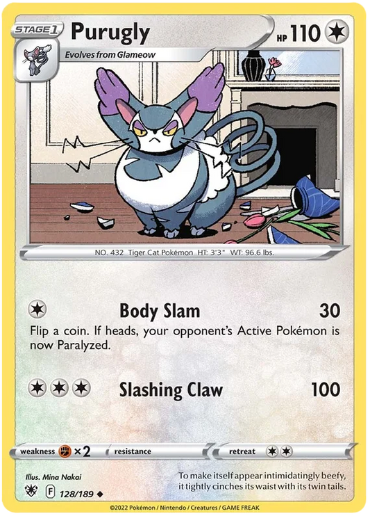 Pokémon Purugly common kaart 128/189 uit de Astral Radiance set