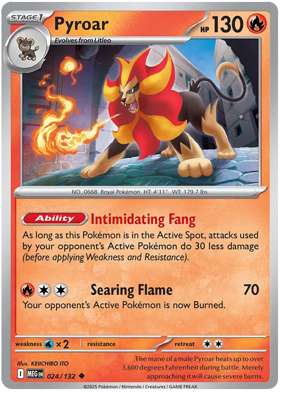 Pyroar common kaart nummer 024 uit de Pokémon Mega Evolution set