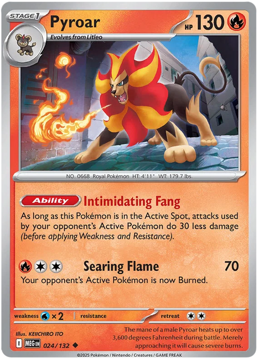 Pyroar common kaart nummer 024 uit de Pokémon Mega Evolution set