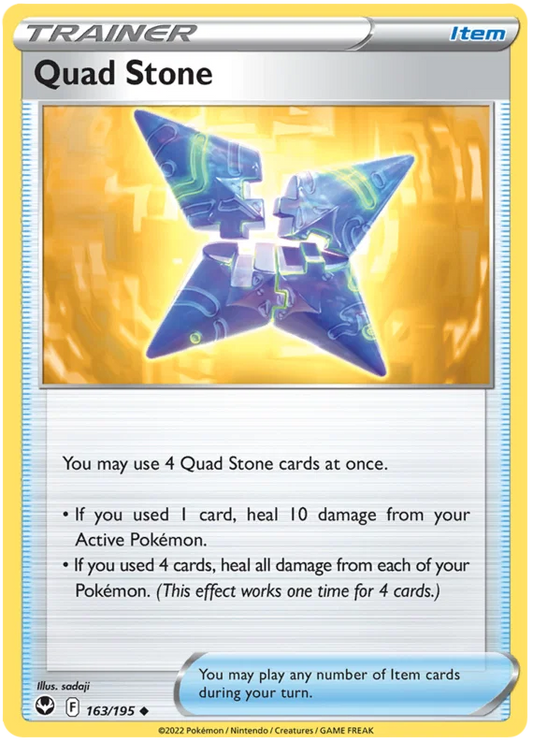 Pokemon Quad Stone kaart nummer 163 uit Silver Tempest, common trainer item kaart