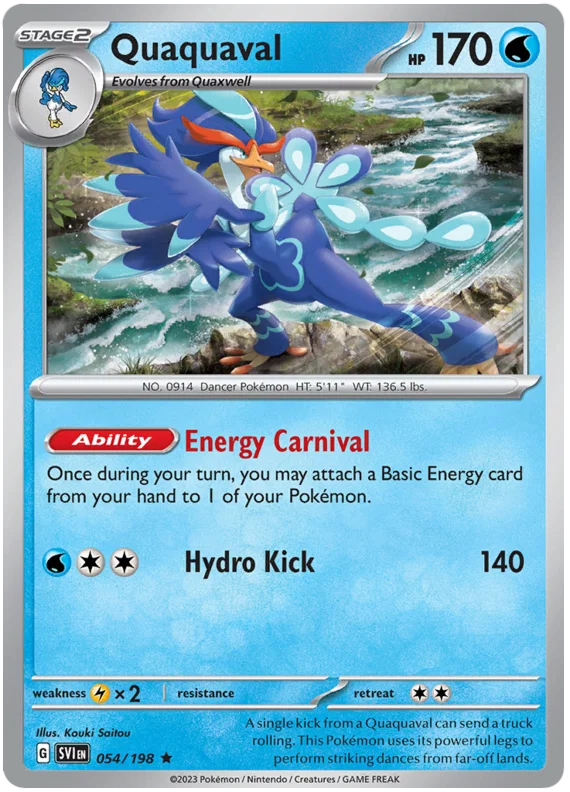 Pokémon Quaquaval Holo kaart nummer 054 uit de Scarlet & Violet basisset