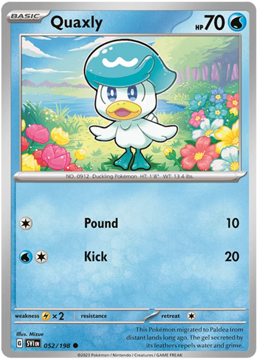 Pokémon Quaxly #052 common kaart uit de Scarlet & Violet basisset