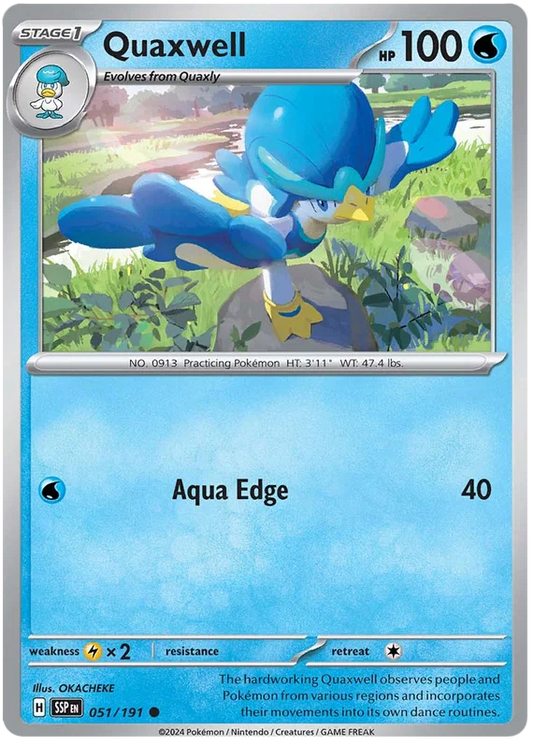 Pokémon Quaxwell common kaart #051 uit de Surging Sparks set