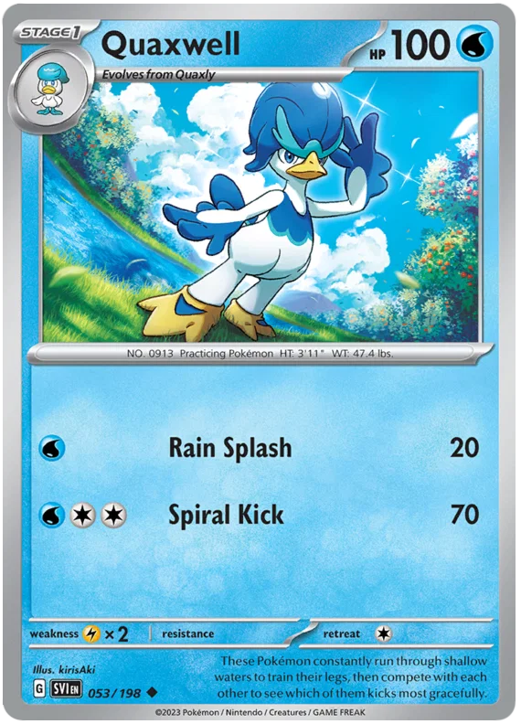 Pokémon Quaxwell #053 common kaart uit de Scarlet & Violet basisset