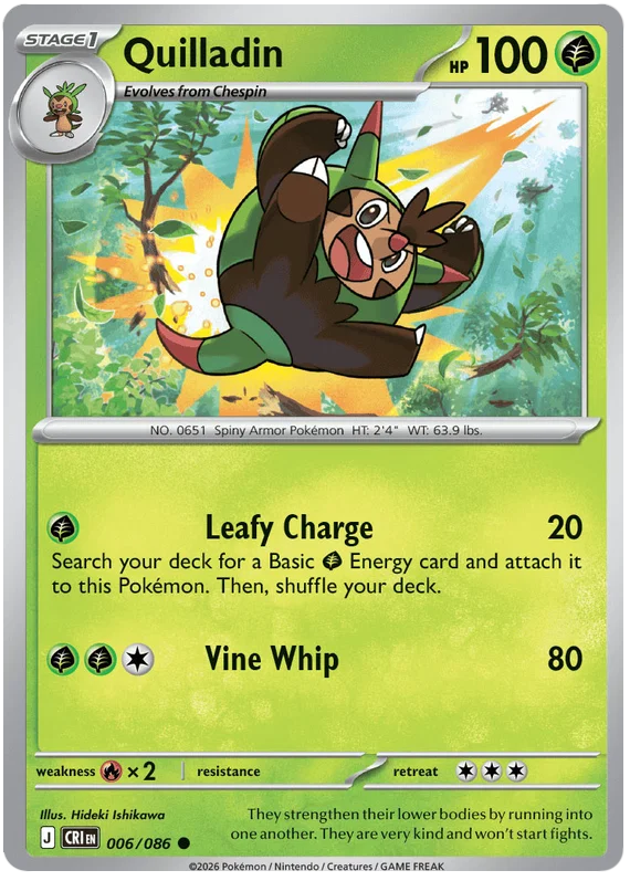 Quilladin common Pokémon kaart #006 uit de Chaos Rising set