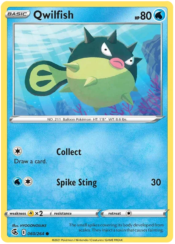 Qwilfish common kaart uit Pokemon Fusion Strike set, nummer 060/264
