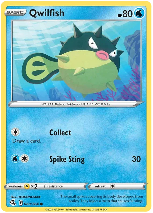 Qwilfish common kaart uit Pokemon Fusion Strike set, nummer 060/264