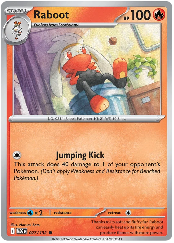 Raboot #027 common Pokémon kaart uit de Mega Evolution set