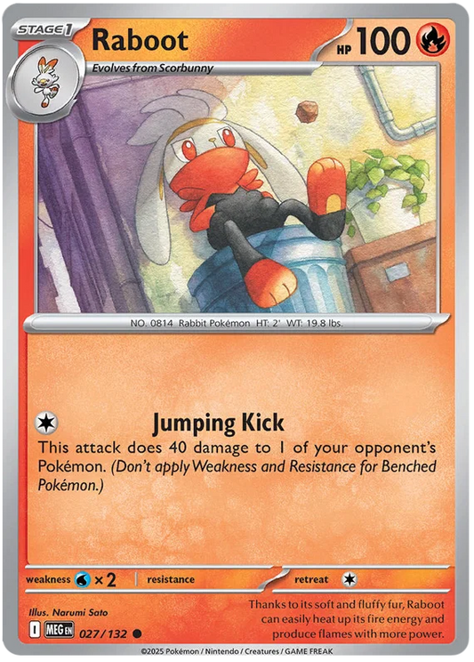 Raboot #027 common Pokémon kaart uit de Mega Evolution set