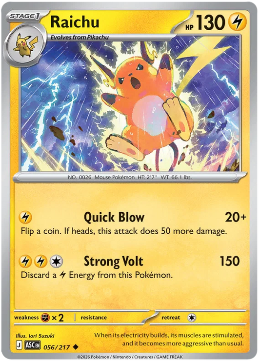 Pokémon Raichu #056 common kaart uit de Ascended Heroes set