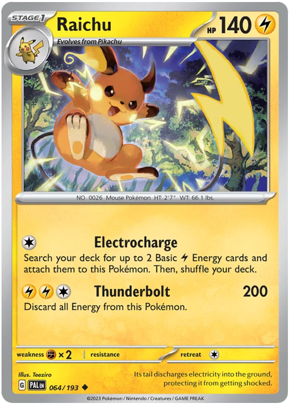 Pokémon Raichu #064 common kaart uit de Paldea Evolved set