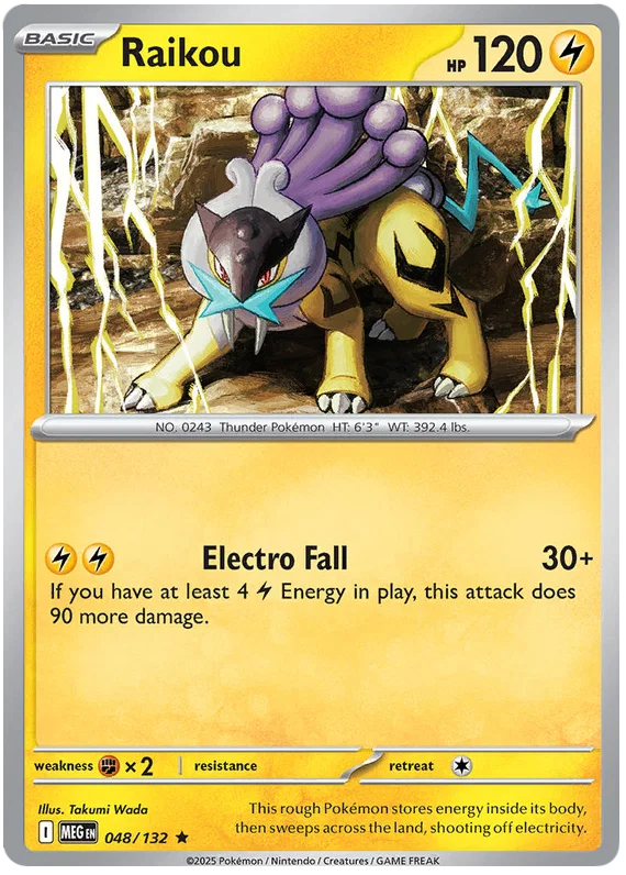 Raikou Holo kaart #048 uit de Pokémon Mega Evolution set
