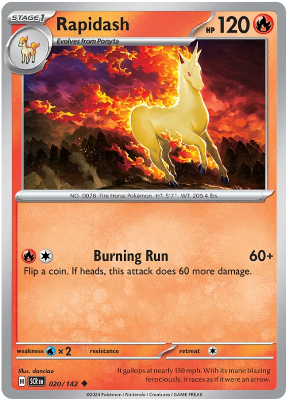 Rapidash common Pokémon kaart #020 uit de Stellar Crown set
