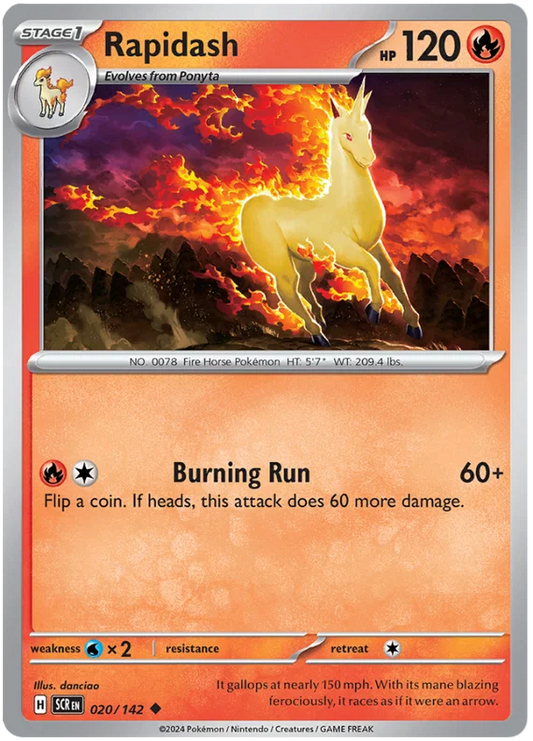 Rapidash common Pokémon kaart #020 uit de Stellar Crown set