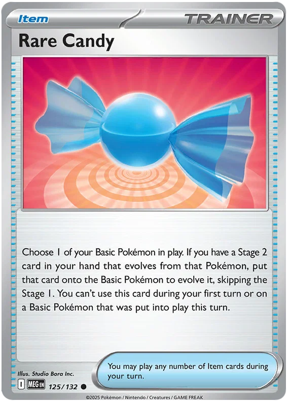 Rare Candy trainerkaart #125 common uit de Pokémon Mega Evolution set