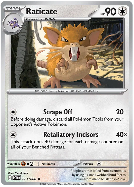 Pokémon Raticate #061 common kaart uit de Perfect Order set