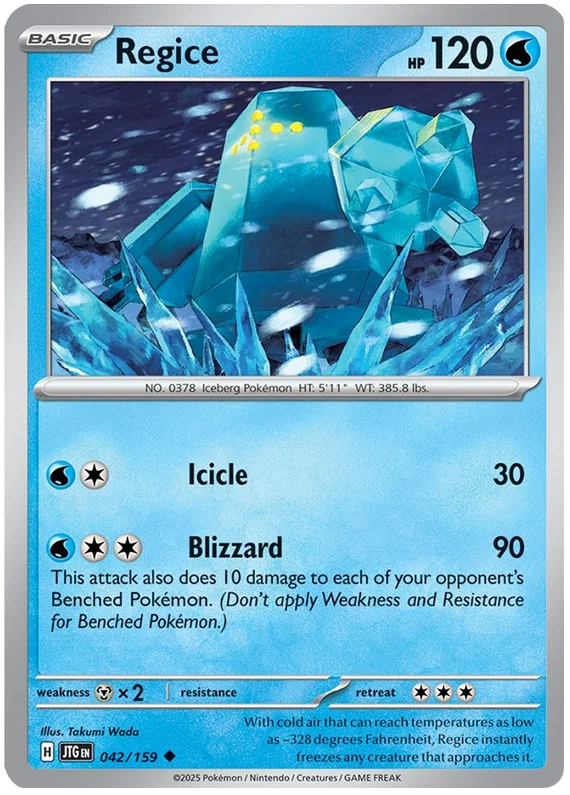 Pokémon Regice common kaart nummer 042 uit de Journey Together set