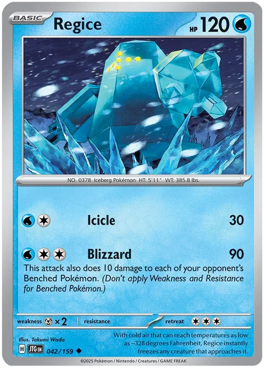 Pokémon Regice common kaart nummer 042 uit de Journey Together set
