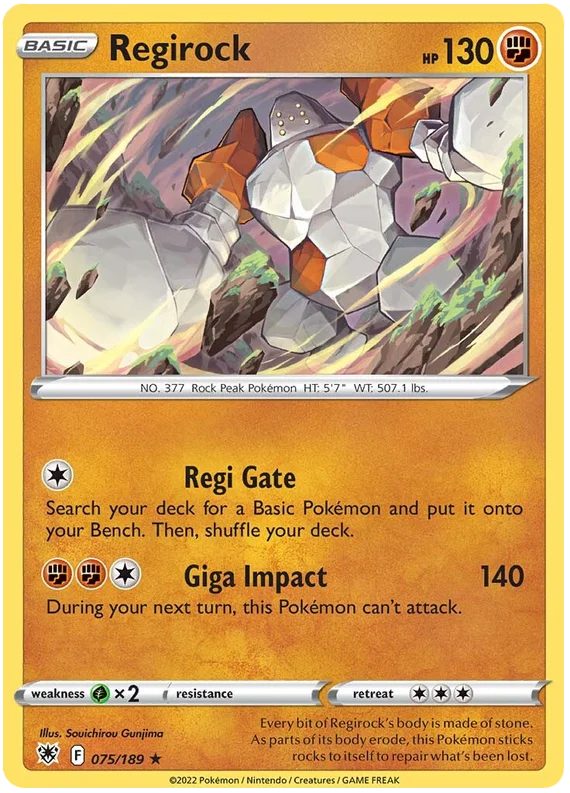 Regirock common kaart 075/189 uit de Pokémon Astral Radiance set