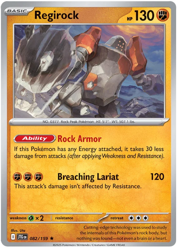 Pokémon Regirock common kaart nummer 082 uit de Journey Together set