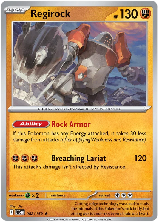 Pokémon Regirock common kaart nummer 082 uit de Journey Together set