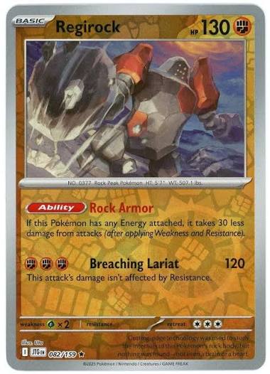 Regirock reverse holo Pokémon kaart #082 uit de set Journey Together