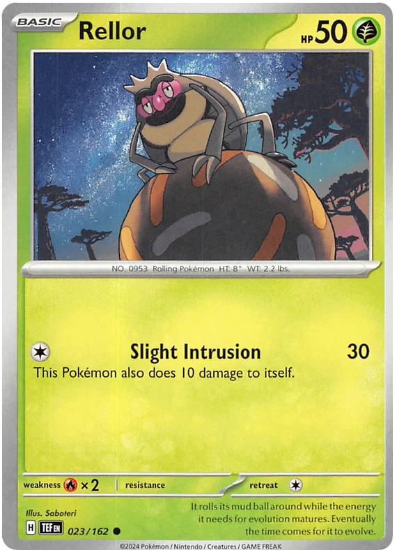 Pokémon Rellor common kaart nummer 023 uit de Temporal Forces set