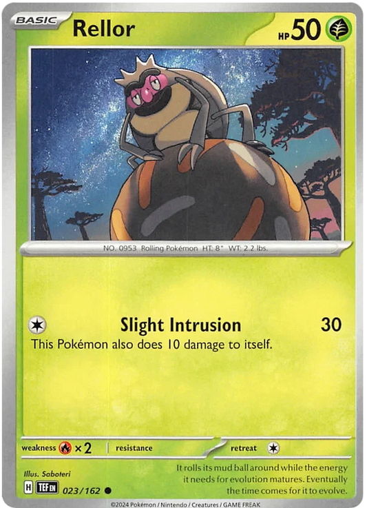 Pokémon Rellor common kaart nummer 023 uit de Temporal Forces set