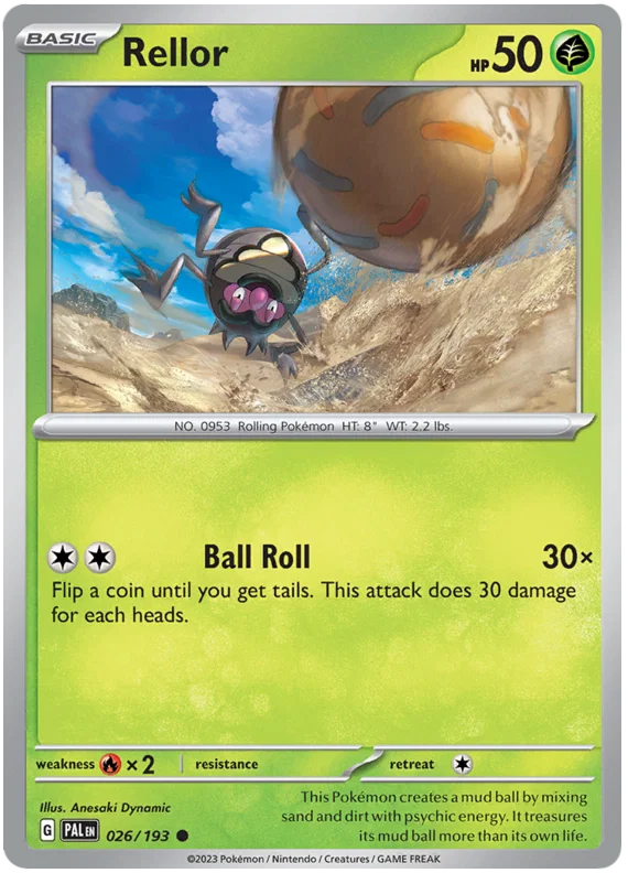 Rellor common Pokémon kaart nummer 026 uit de Paldea Evolved set