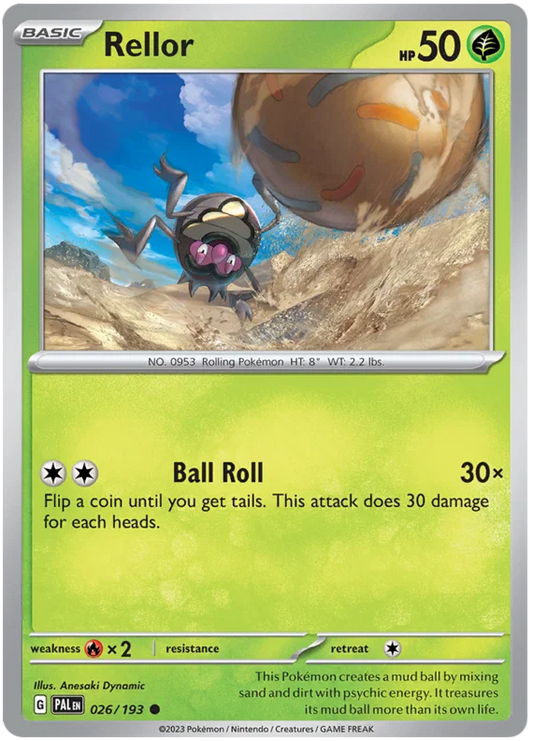 Rellor common Pokémon kaart nummer 026 uit de Paldea Evolved set