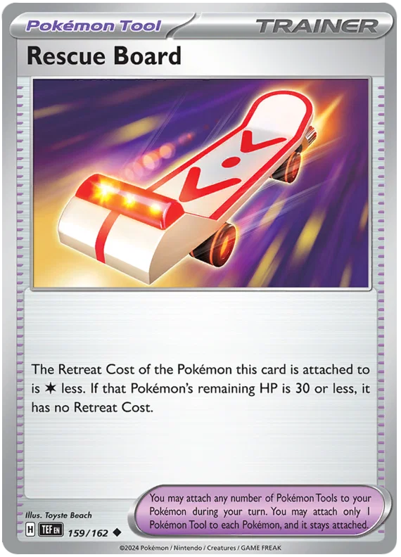 Rescue Board common trainerkaart nummer 159 uit de Pokémon Temporal Forces set