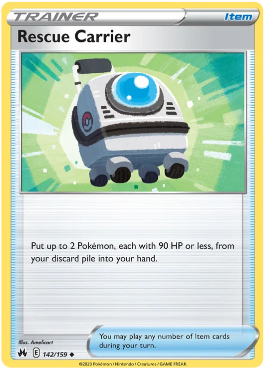 Rescue Carrier common trainerkaart nummer 142 uit de Pokémon Crown Zenith set