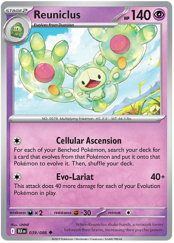 Reuniclus common kaart nummer 039 uit de Pokémon Black Bolt set