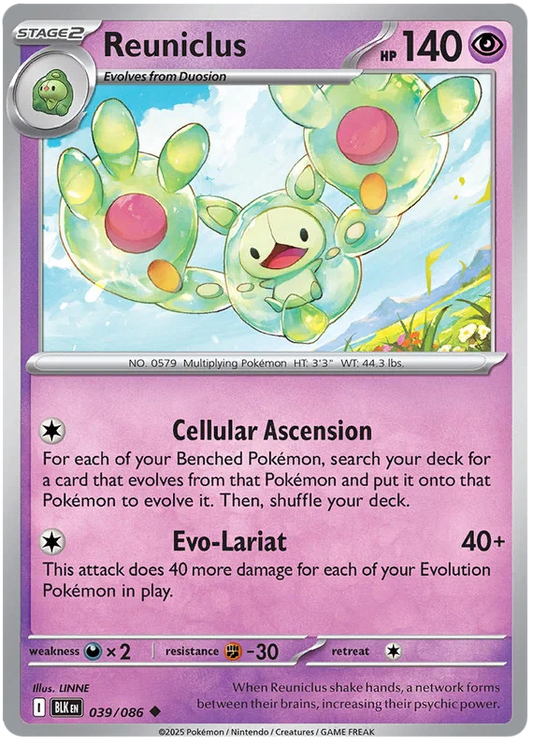 Reuniclus common kaart nummer 039 uit de Pokémon Black Bolt set